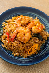 shrimps fried rice with herbs and spices
