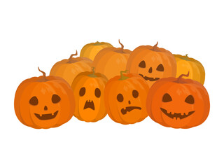 Vector illustration of halloween pumpkins isolated on white background.