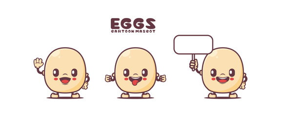 boiled eggs cartoon mascot. food vector illustration