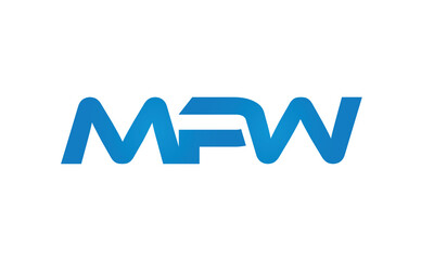 MPW letters linked logo design, Letter to letter connection monogram concepts vector alphabet