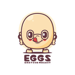 boiled eggs cartoon mascot. food vector illustration