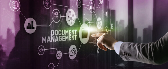Fototapeta na wymiar Document Management Data System Business Technology Concept. DMS on virtual screen