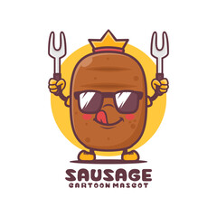 Sausage cartoon mascot. food vector illustration