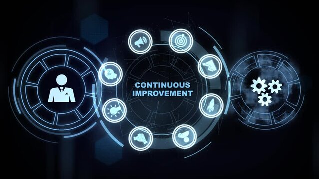 Business, technology, internet and network concept. Virtual screen of the future and sees the inscription: Continuous improvement