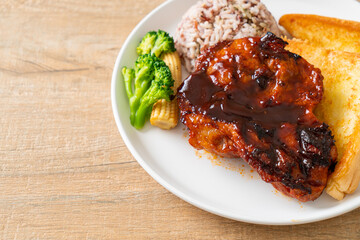 barbecue pork steak with rice berry