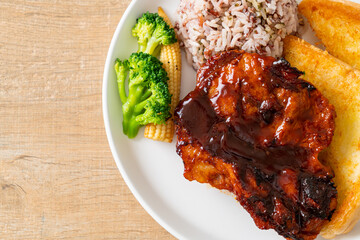 barbecue pork steak with rice berry
