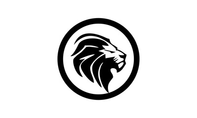 lion head logo in circle logo vector design symbol illustration sign icon design idea