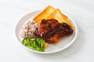 barbecue pork steak with rice berry