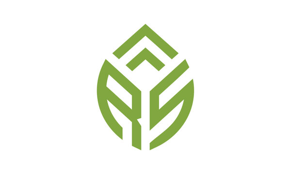 Creative initials letter RS arrow with leaf shape logo. 