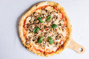 Pizza Romana, traditional and authentic Italian pizza baked in wood fired oven. International pizza day.