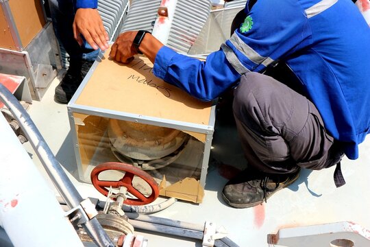 Jakarta, 24 June 2022; Installation of Acrylic transformer mechanical relay cover to prevent faults caused by short circuits due to rain water