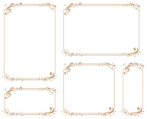 Music-themed decorative frame.Decorative frame.A frame that gave a change in size to the same design.Good frame for a4 size paper.Background for certificate.