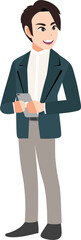 Businessman cartoon character set. Handsome business man in office style smart suit