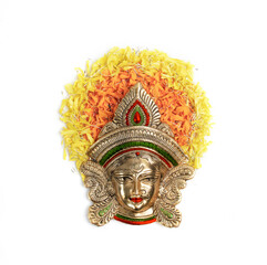 Maa Durga Face Happy Navratri, Durga Pooja, Marigold Flower Petals Decoration