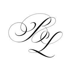 BL Calligraphy Monogram initial letters logo Design