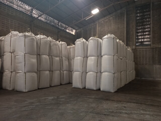 Stock pile Chemical fertilizer jumbo-bag in warehouse waiting for shipment	

