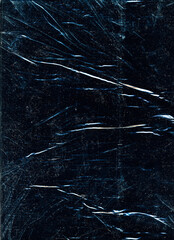 Grunge texture. Dust scratches overlay. Grimy photo editor layer. Blue white dirt stain wrinkle noise on dark black old rough copy space illustration abstract background.