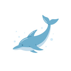 Fototapeta premium funny dolphins jump and swim vector illustration