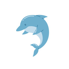 Obraz premium funny dolphins jump and swim vector illustration