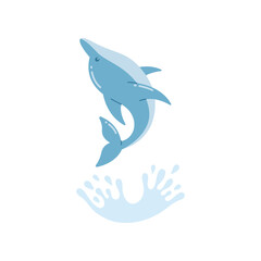 Obraz premium funny dolphins jump and swim vector illustration