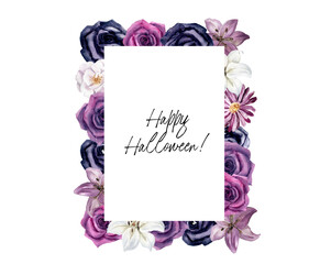 Gothic hand drawn watercolor halloween frames. Suitable for Halloween invitations, gothic wedding, birthday and more