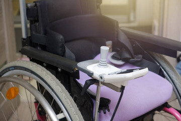 Electric wheelchair for children patient cannot walk use in home or hospital, healthy strong medical concept