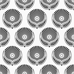 Seamless vector pattern. Abstract floral decorative geometric pattern. Ornament for fabric, wallpaper, packaging. Black and white background in flat design style.
