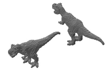 Tyrannosaurus Rex from cubes. Voxel art. Futuristic concept. 3d Vector illustration. Isometric projection.