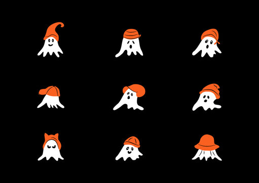 Halloween ghost cartoon vector isolated on dark background