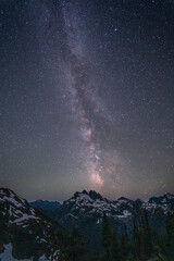 Milky Way galaxy over top of a mountain 