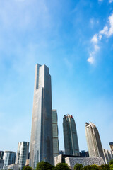Fototapeta na wymiar Street view of Guangzhou Zhujiang New Town Financial Center