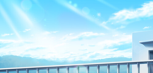 青空と学校の屋上の背景