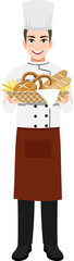Professional Chef working character design clipart