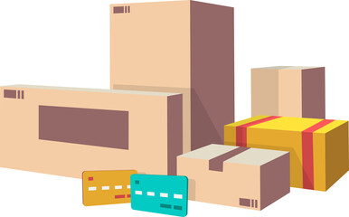 shopping online element on transparent background