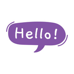 Colorful speech bubbles with text HELLO. Online chat words, message, internet dialog. Can be used for social media, online application, communication concept