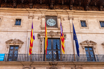 Palma de Mallorca, Spain. The Rellotge d'en Figuera (Figuera Clock) in the Ajuntament de Palma (Palma City Hall, also called Cort © J. Ossorio Castillo