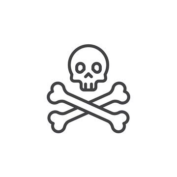 Crossbones and skull line icon