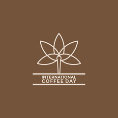 Symbol International coffee day, with coffee and cups in circles suitable for logos, posters, greeting cards, promotions.
