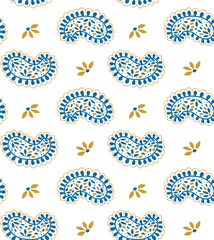 Paisley seamless patterns. Hand drawn ethnic vector illustrations.