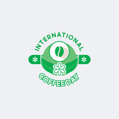 Symbol International coffee day, with coffee and cups in circles suitable for logos, posters, greeting cards, promotions.