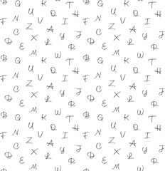 Letters alphabet abstract background design vector seamless black and white pattern