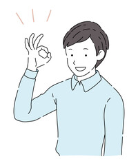 OKサインを出す男性