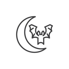 Moon and bat line icon