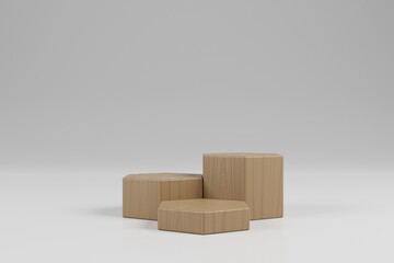 3d illustration of wooden podium on 3d rendering for product display