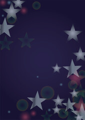 Obraz premium Vector Magical Glowing Background with Silver and Purple Falling Stars on Black. Sparkle Star Night Design. Glittery Confetti Frame. Cosmic Bokeh Light. Christmas and New Year Poster. Baby Fairy Print