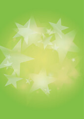 Vector Silver White Glowing Star Confetti on Green Gradient Background. Bokeh Texture. Abstract Magic Starry Pattern. Glitter Shiny Particles Explosion. Summer Glowing Poster. Christmass Design.