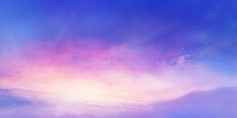 Fototapeta na wymiar 紫がかった朝焼けの風景イラスト