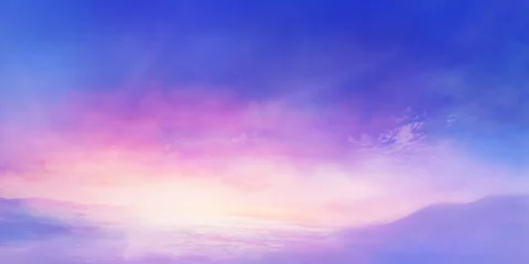 Zelfklevend Fotobehang paarse zonsopgang landschap illustratie © gelatin