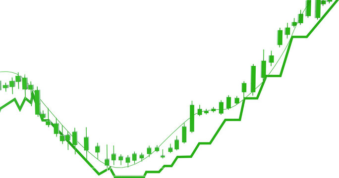 upward stock chart, stock price graph rising ,green candle chart