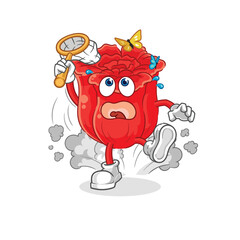 rose catch butterfly illustration. character vector